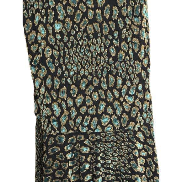Caroline Constas Metallic Leopard Print Dress Midi Sz Lg Romantic Luxury Sexy - Picture 7 of 10